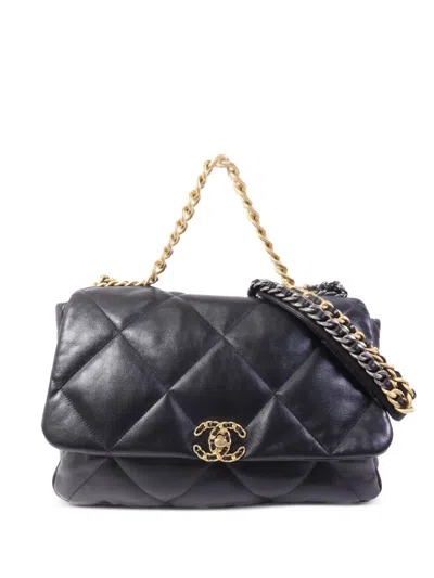 Pre-owned Chanel 19 Maxi Shoulder Bag In Black