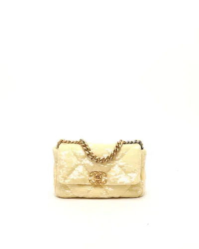 Pre-owned Chanel 19 Medium Sequin Bag In Yellow