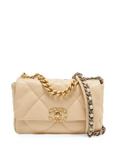 Chanel 19 Quilted Foldover-top Shoulder Bag In Neutral