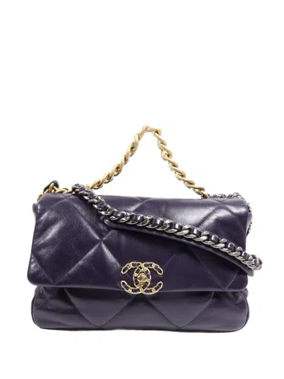 Pre-owned Chanel 19 Quilted Shoulder Bag In Purple