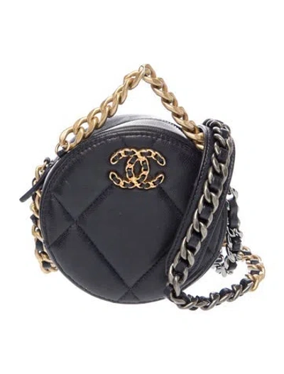 Pre-owned Chanel 19 Round Clutch W/ Chain In Blue