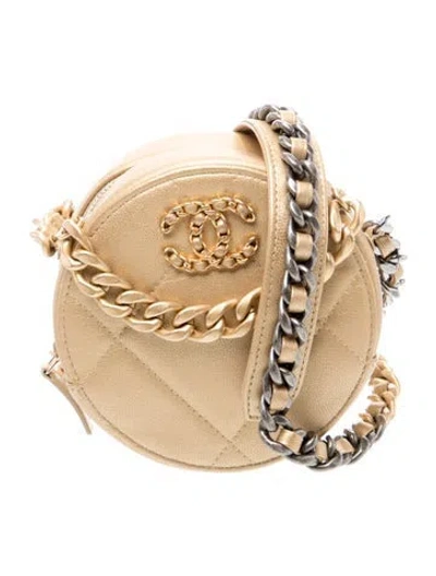 Pre-owned Chanel 19 Round Clutch W/ Chain In Gold/metallic