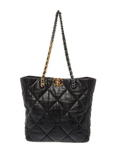 Pre-owned Chanel 19 Shopping Tote In Black