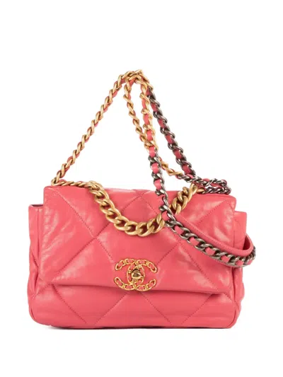 Pre-owned Chanel 19 Shoulder Bag In Pink