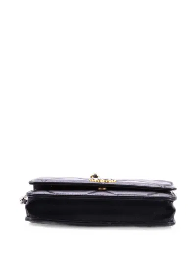 Pre-owned Chanel 19 Wallet On Chain Quilted Lambskin Crossbody Bag In Black
