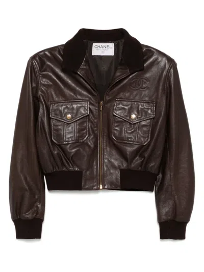 Pre-owned Chanel 1900-200s Zip Up Leather Jacket