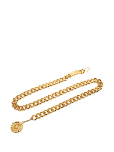 Pre-owned Chanel 1950-1970 Cc Gold Plated 31 Rue Cambon Medallion Chain Belt