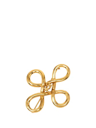 Pre-owned Chanel 1950-1970 Cc Gold Plated Infinity Brooch Costume Brooch