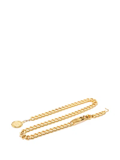 Pre-owned Chanel 1950-1970 Gold Plated Cc Medallion Chain Link Belt