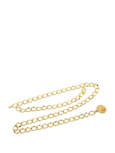 Pre-owned Chanel 1950-1970 Gold Plated Rue Cambon Medallion Chain Link Belt