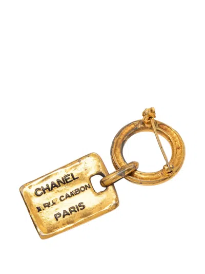 Pre-owned Chanel 1950-1970 Gold Plated Rue Cambon Tag Brooch Costume Brooch
