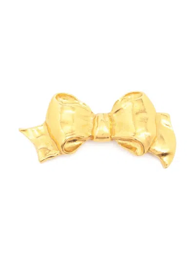 Pre-owned Chanel 1970-1980 Bow-shape Brooch In Gold