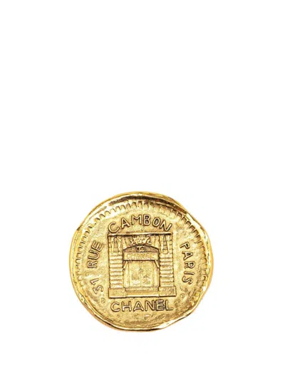 Pre-owned Chanel 1970-1980 Gold Plated 31 Rue Cambon Costume Brooch