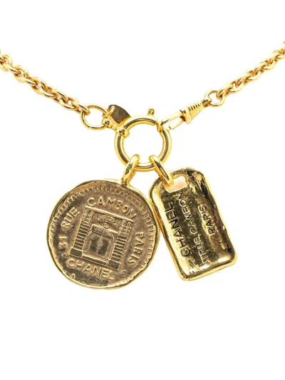 Pre-owned Chanel 1970-1980 Gold Plated 31 Rue Cambon Pendant Necklace Costume Necklace