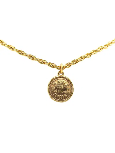 Pre-owned Chanel 1970-1980 Gold Plated 31 Rue Cambon Pendant Necklace Costume Necklace
