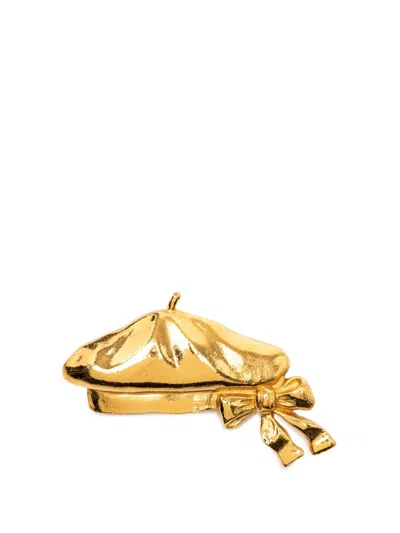 Pre-owned Chanel 1970-1980 Gold Plated Beret Hat Brooch Costume Brooch