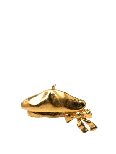 Pre-owned Chanel 1970-1980 Gold Plated Beret Hat Brooch Costume Brooch