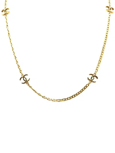 Pre-owned Chanel 1970-1980 Gold Plated Cc Station Chain Link Necklace Costume Necklace