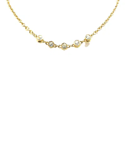 Pre-owned Chanel 1970-1980 Gold Plated Rhinestone Chain Necklace Costume Necklace