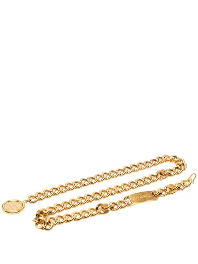 Pre-owned Chanel 1970-1980 Cc Gold Plated 31 Rue Cambon Medallion Chain Belt