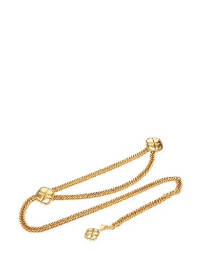 Pre-owned Chanel 1970-1980 Cc Gold Plated Quilted Charm Chain Belt