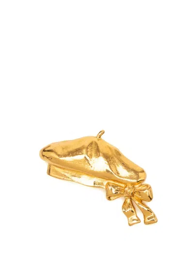 Pre-owned Chanel 1970-1980 Gold Plated Beret Hat Brooch Costume Brooch