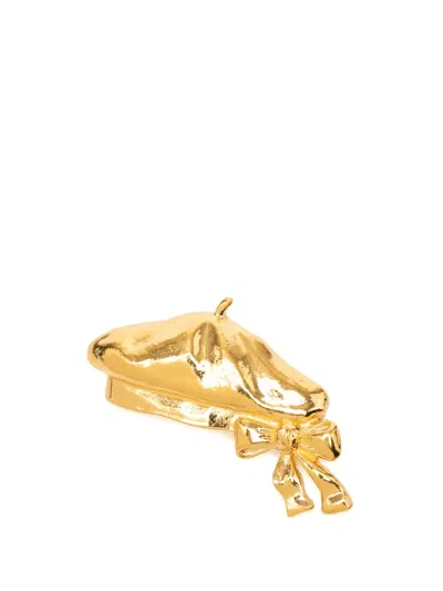 Pre-owned Chanel 1970-1980 Gold Plated Beret Hat Brooch Costume Brooch