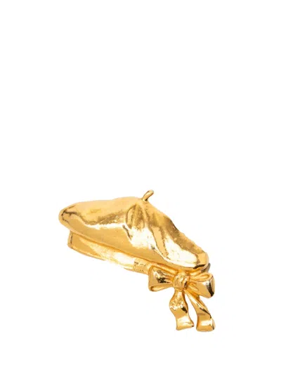 Pre-owned Chanel 1970-1980 Gold Plated Beret Hat Brooch Costume Brooch