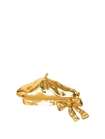 Pre-owned Chanel 1970-1980 Gold Plated Beret Hat Brooch Costume Brooch