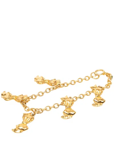 Pre-owned Chanel 1970-1980 Gold Plated Bow Charms Necklace Costume Necklace