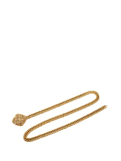 Pre-owned Chanel 1970-1980 Gold Plated Cc Diamond Charm Chain Belt