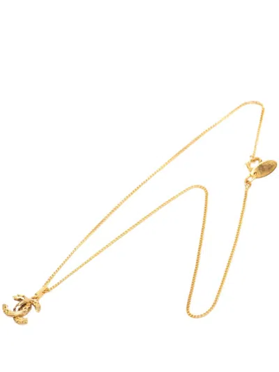 Pre-owned Chanel 1970-1980 Gold Plated Cc Pendant Necklace Costume Necklace