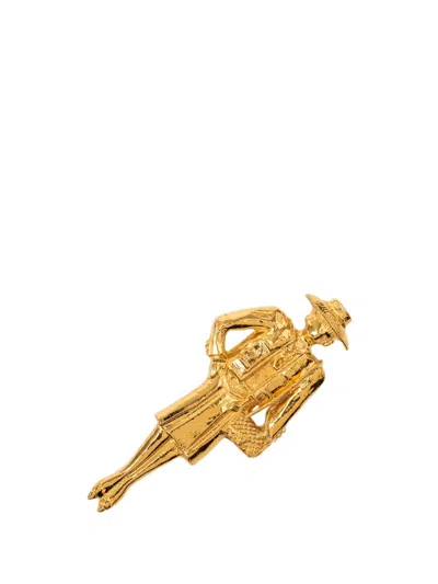 Pre-owned Chanel 1970-1980 Gold Plated Coco Mademoiselle Pin Brooch Costume Brooch