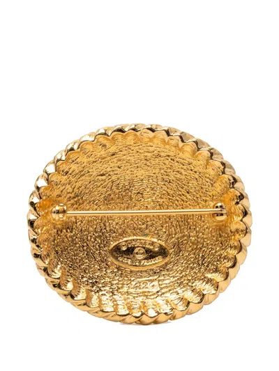 Pre-owned Chanel 1970-1980 Gold Plated Equestrian Brooch Costume Brooch