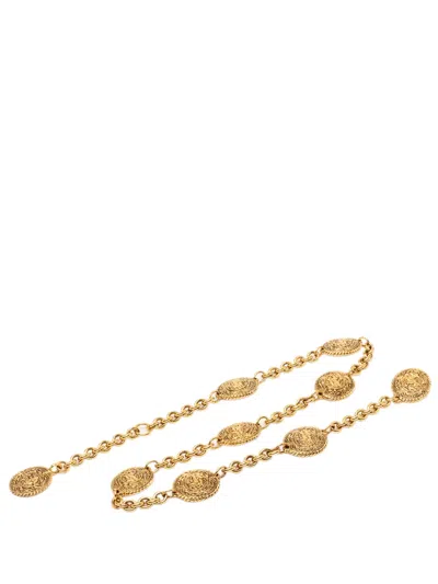 Pre-owned Chanel 1970-1980 Gold Plated Equestrian Medallion Chain Belt