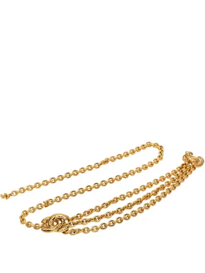 Pre-owned Chanel 1970-1980 Gold Plated Quilted Triple Cc Chain Belt