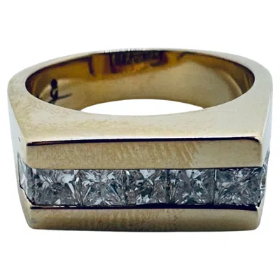 Pre-owned Chanel 1970s European 14k Yellow Gold Channel-set Diamond Ring