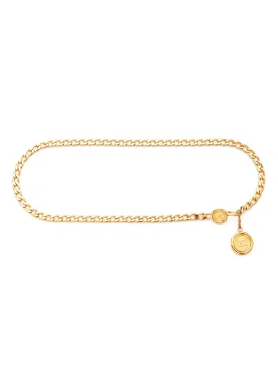 Pre-owned Chanel 1970s Medallion Chain Belt In Gold