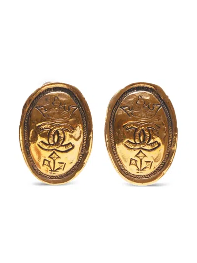 Pre-owned Chanel 1980-1990 Cc Mark Clip-on Earrings