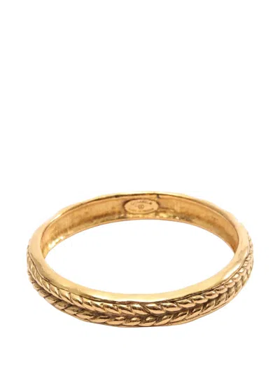 Pre-owned Chanel 1980-1990 Gold Plated Braided Motif Bangle Bracelet Costume Bracelet
