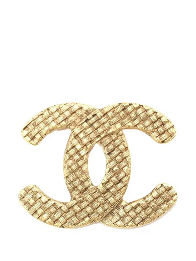 Pre-owned Chanel 1980-1990 Gold Plated Cc Brooch Costume Brooch