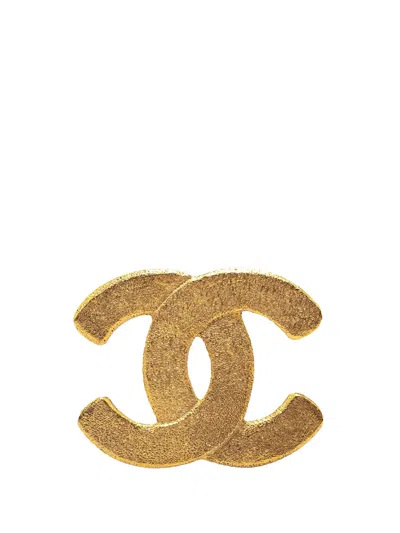 Pre-owned Chanel 1980-1990 Gold Plated Cc Brooch Costume Brooch