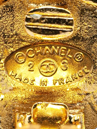 Pre-owned Chanel 1980-1990 Gold Plated Cc Crystal Clip On Earrings Costume Earrings