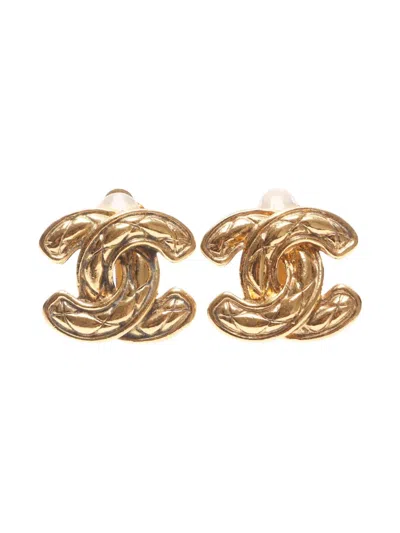 Pre-owned Chanel 1980-1990s Cc Mark Matelassé Clip-on Earrings