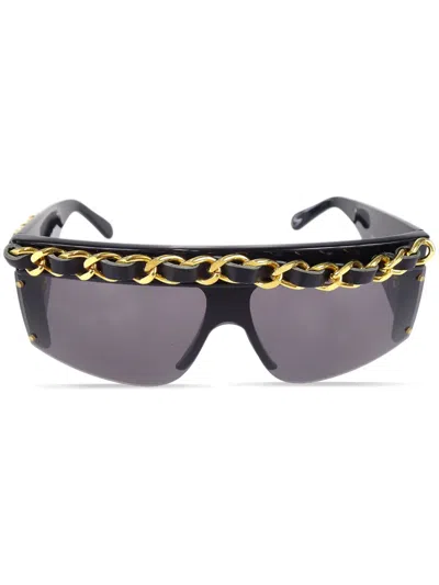 Pre-owned Chanel 1980-1990s Chain-trim Shield-frame Sunglasses