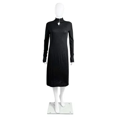 Pre-owned Chanel 1980's Black Turtlenecked Longsleeves Dress