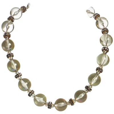 Pre-owned Chanel 1980's  Lucite & Crystal Choker Necklace In Brown