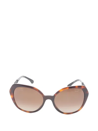 Pre-owned Chanel 1980 Coco Mark Sunglasses In Brown