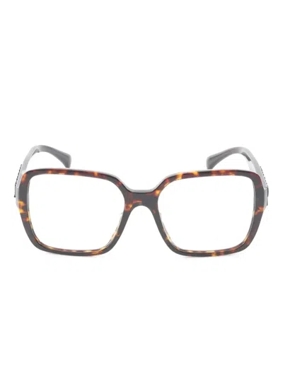 Pre-owned Chanel 1980 Rectangle-frame Glasses In Brown