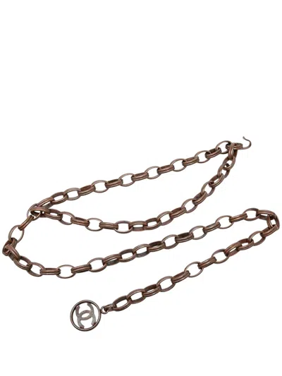 Pre-owned Chanel 1980-1990 Cc Brass Chain Belt In Brown